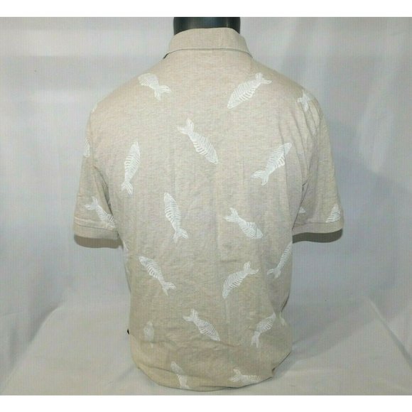Chaps Mens L Light Brown Beige Fishbone Pattern Polo Shirt Short sleeve . - Picture 6 of 8